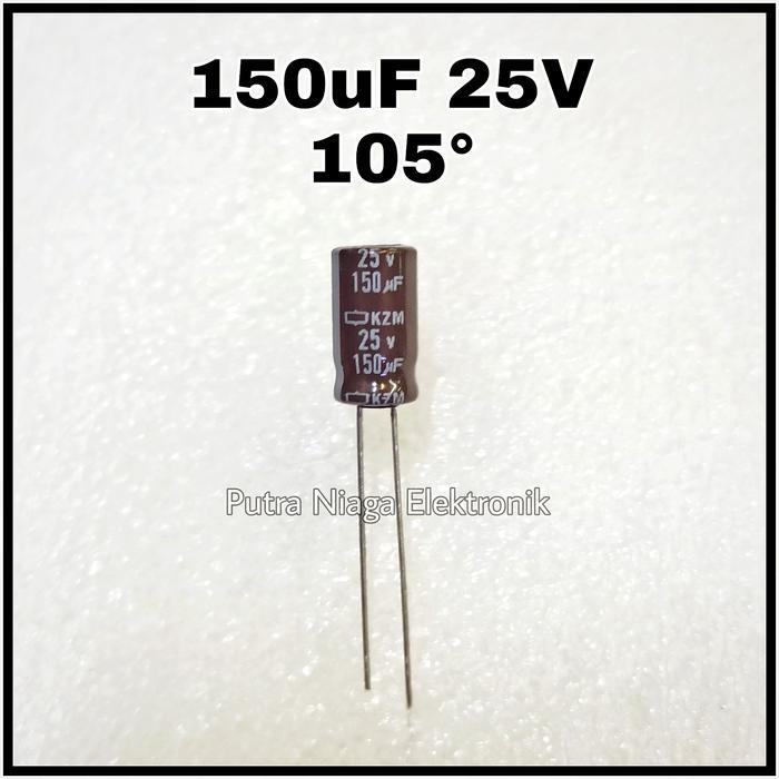 Elco 150uF 25V Kapasitor Electrolit Polar 150 uF 25 Volt 105°