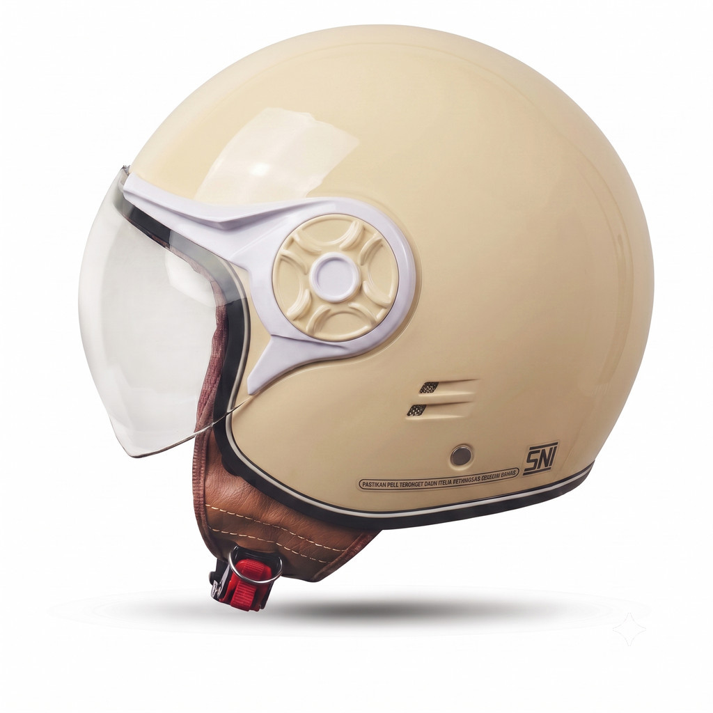 Helm Bogo MLA JP Hijab | Cream Kaca Pilot | Helm Premium Untuk Pria Dan WanIta [OCEANO HELMET]