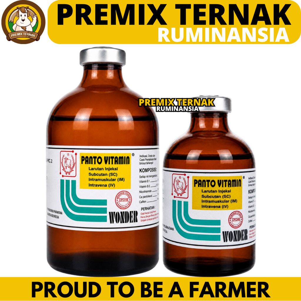 PANTO VITAMIN 100ML & 50ML WONDER - Multivitamin Hewan Injeksi Vitamin Pertumbuhan Penggemuk Nafsu M
