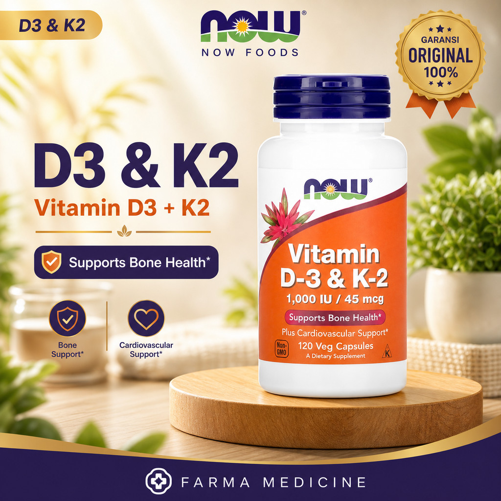 Original Now D3 K2 120 Caps D3 1000IU K2 45 MCG Vitamin D3 & K2