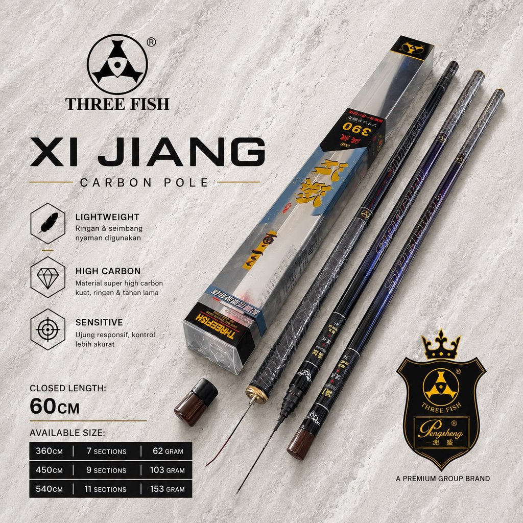 THREE FISH - Joran Tegek Premium Threefish Xi Jiang (SPECIAL) 360 s/d 450cm KAKU