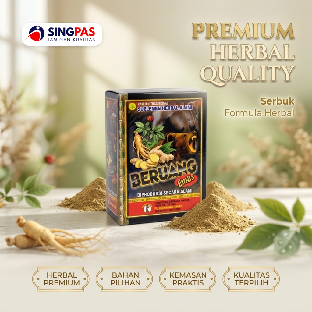 BERUANG EMAS Jamu Herbal Serbuk Premium Isi 10 Sachet