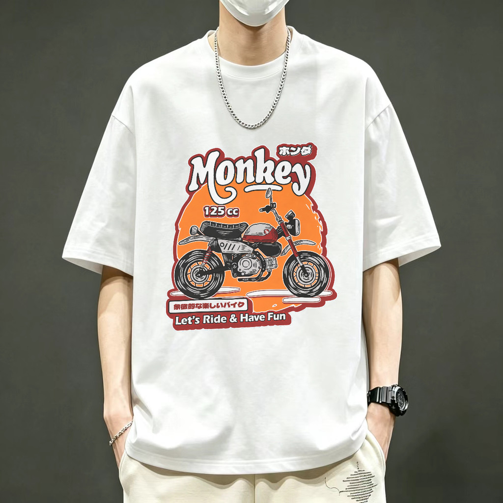 Kaos Pria Honda Monkey 125 CC Motor Klasik Jepang Lets Ride Have Fun Kaos Distro Kaos Lengan Pendek 