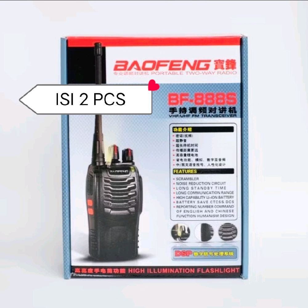 HT Walkie Talkie BF-888S ISI 2 PCS Jarak 10KM Baterai 2800mAh dengan Mikrofon High Illumination Flas
