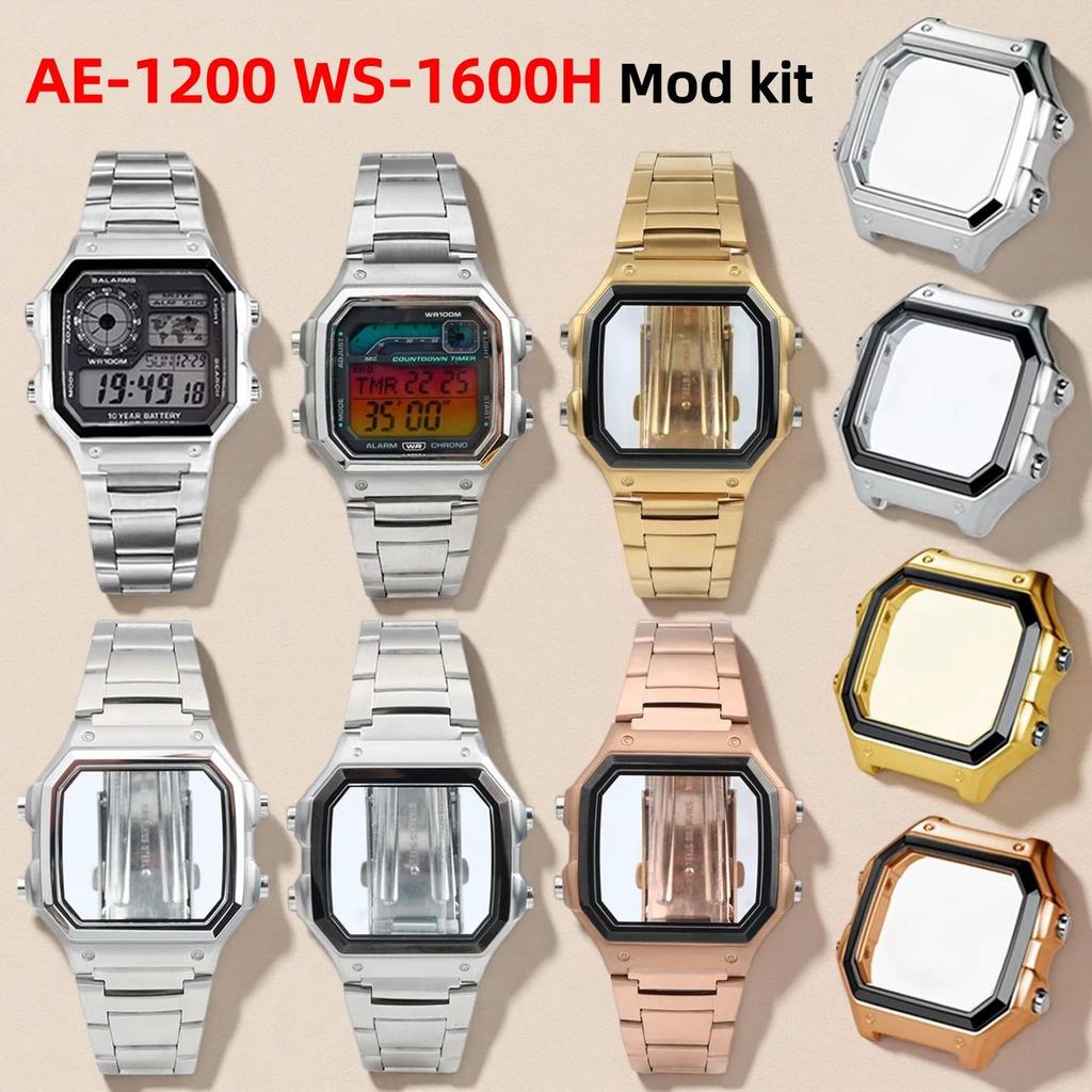 AE1200 WS-1600H modified metal case band For Casio AE-1200wh WS1600h mod kit upgrade Metal watch Bez
