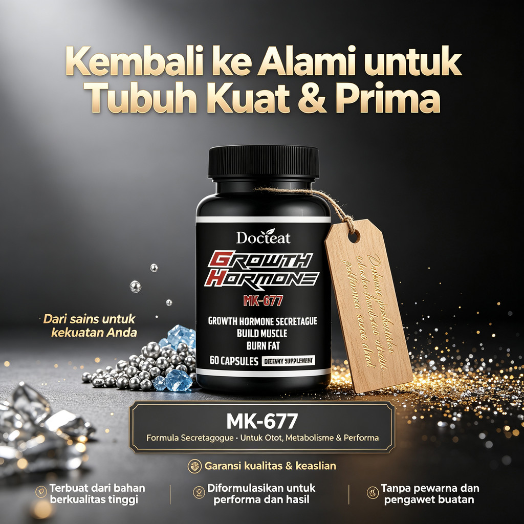 Docteat MK-677 60 Kapsul, Agen Rahasia Hormon Pertumbuhan, Mendukung Pertumbuhan Otot dan Metabolism