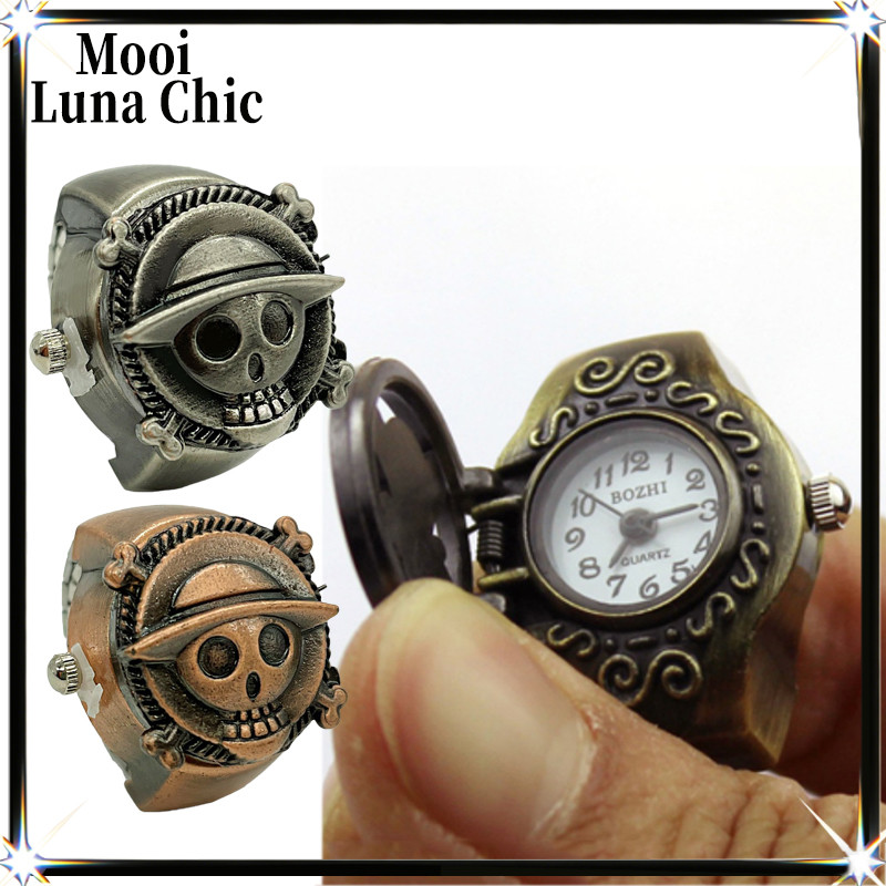 Luffy Jam Cincin Bentuk Tengkorak Keren Jam Tangan Cincin Antik Original One Piece