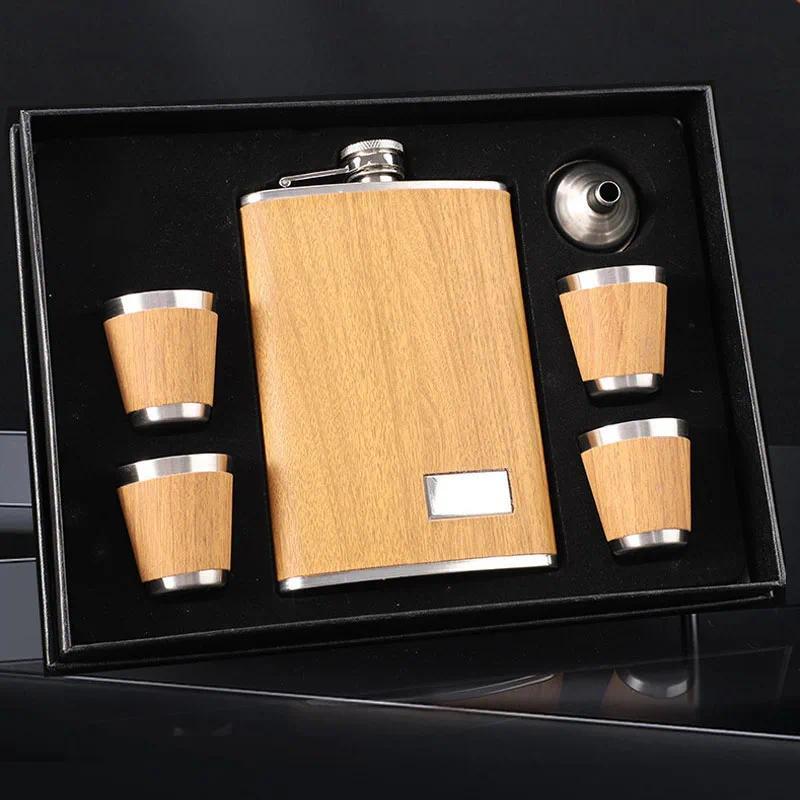 9Oz Stainless Steel Men's Hip Flask Set Outdoor Portable Hip Flask Wine Glass Funnel Alcohol Contain