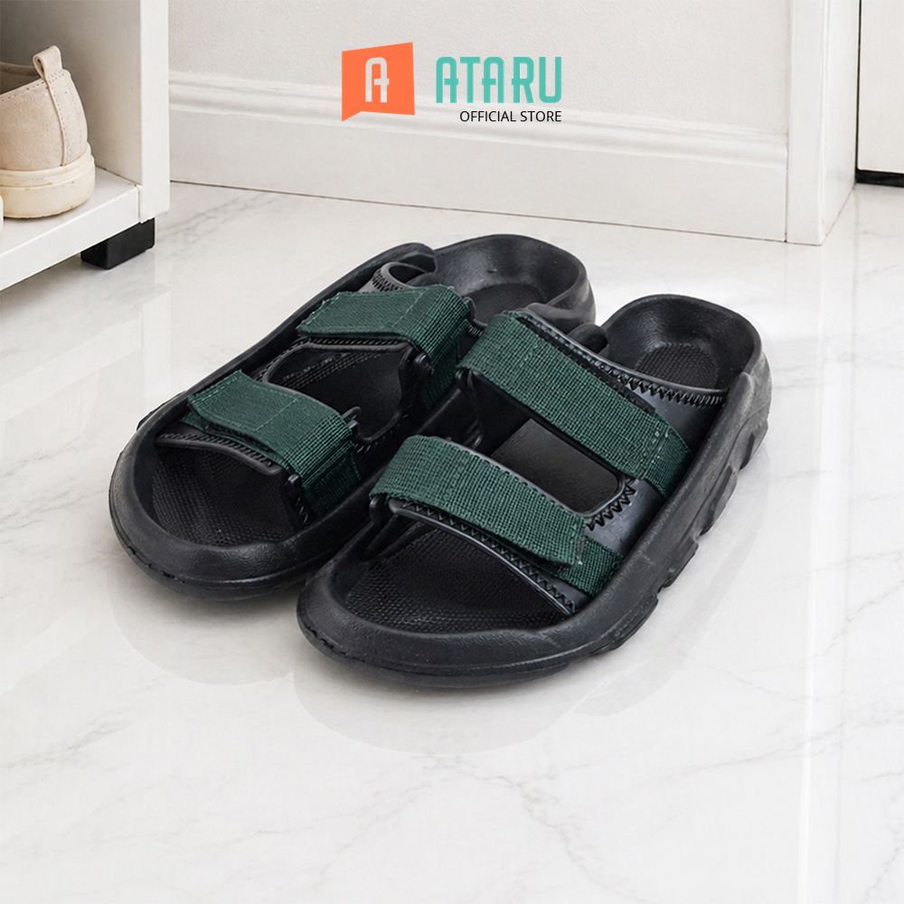 Ataru Sandal Pria Double Strap Wavy - Hijau Mens Sandals Men Sandals Sendal Cowok Sendal Pria Sandal