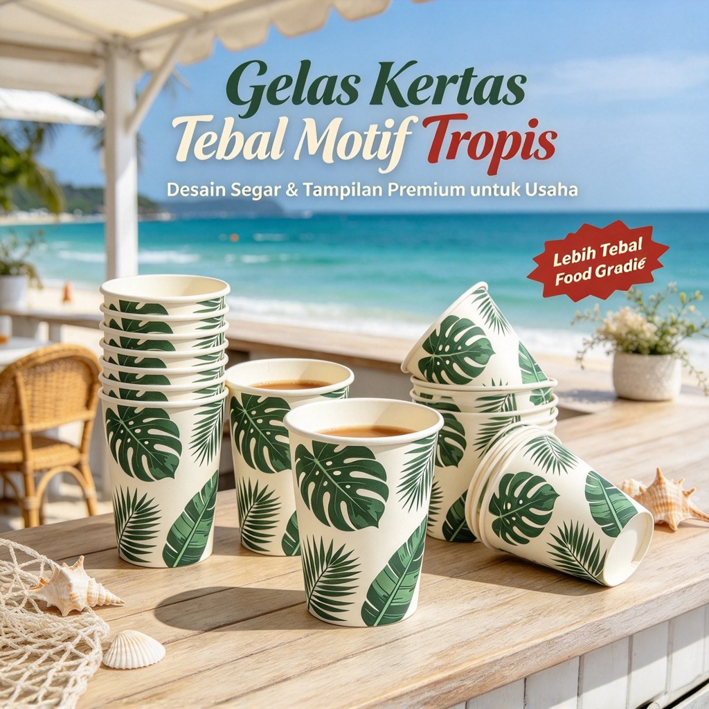 Gelas Kertas Custom Motif | Paper Cup Bergambar 8oz 12oz Single Wall  | Cup Kopi Panas Dingin Food G