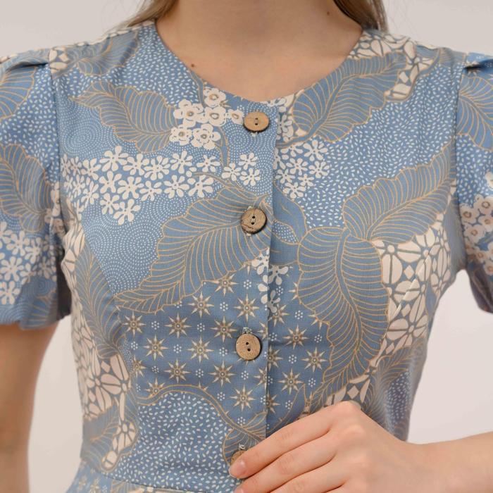 Atasan Batik / Blouse Batik Wanita / Baju Batik Kantor - 339 ICE Blue
