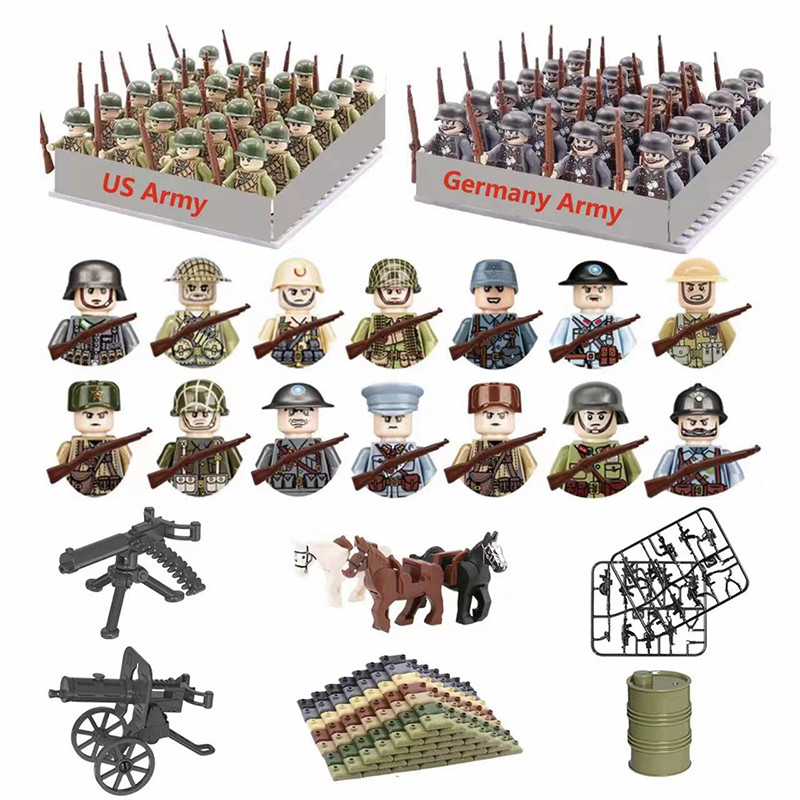 24pcs/bat WW2 Military aracter WW2 Army Buig Blocks Military Soler aracter Buig Blocks Kids Holiday 