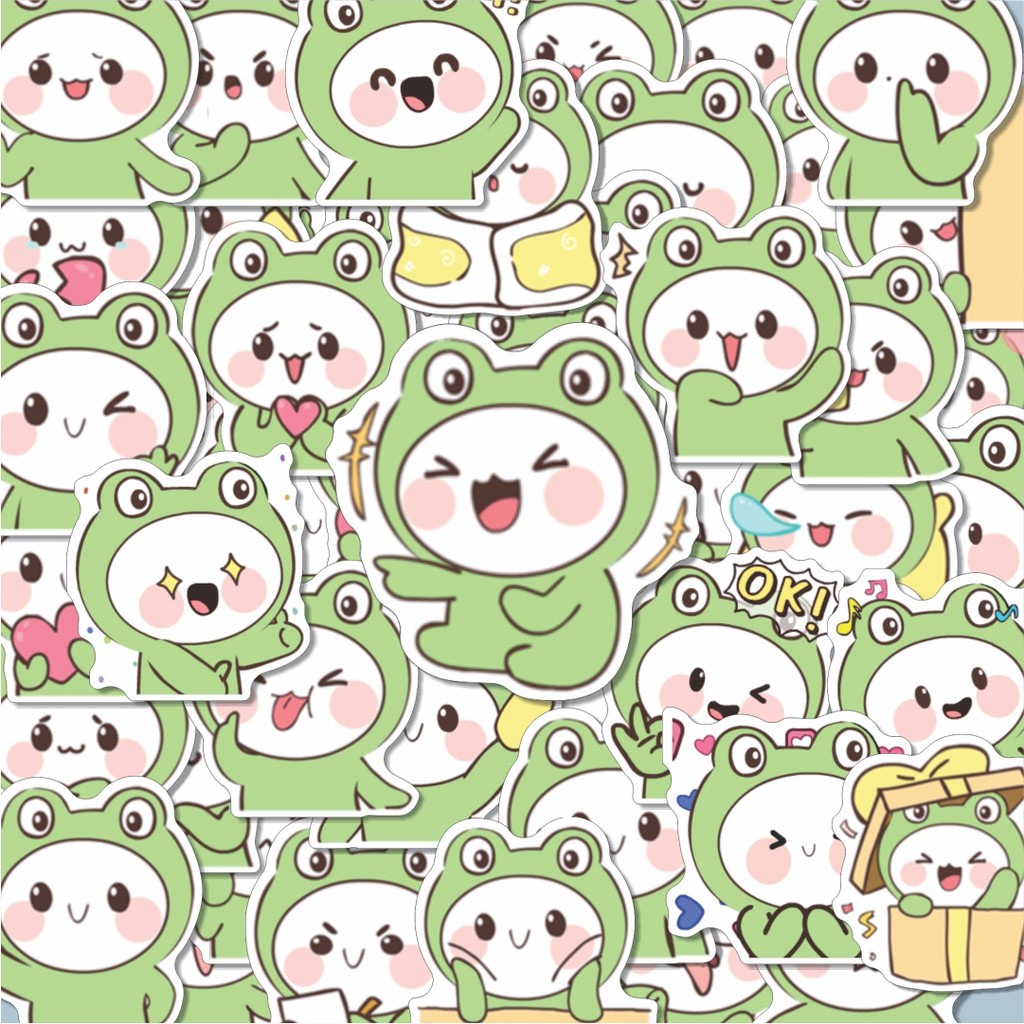 

100PCS Lucu Stiker Si Kodok! Stiker Aesthetic Stiker Anti Air Stikers Berperekat Waterproof sticker decal buat Motor Helm Buku Journal Koper Casing HP Laptop Botol Minum Hadiah anak