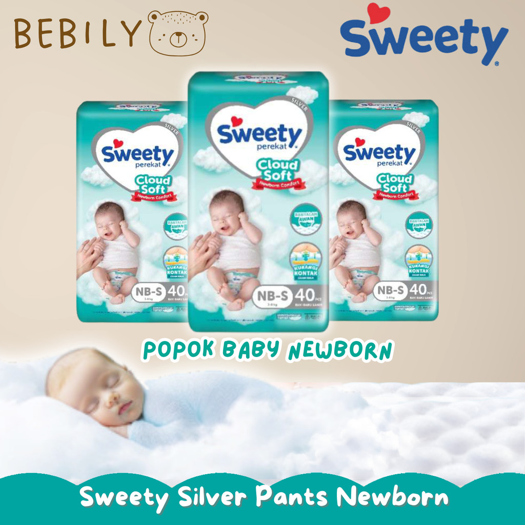 Sweety Silver Popok Bayi Baru Lahir Newborn NBS 40 Popok Perekat Sweety NBS40 Pampers Baby