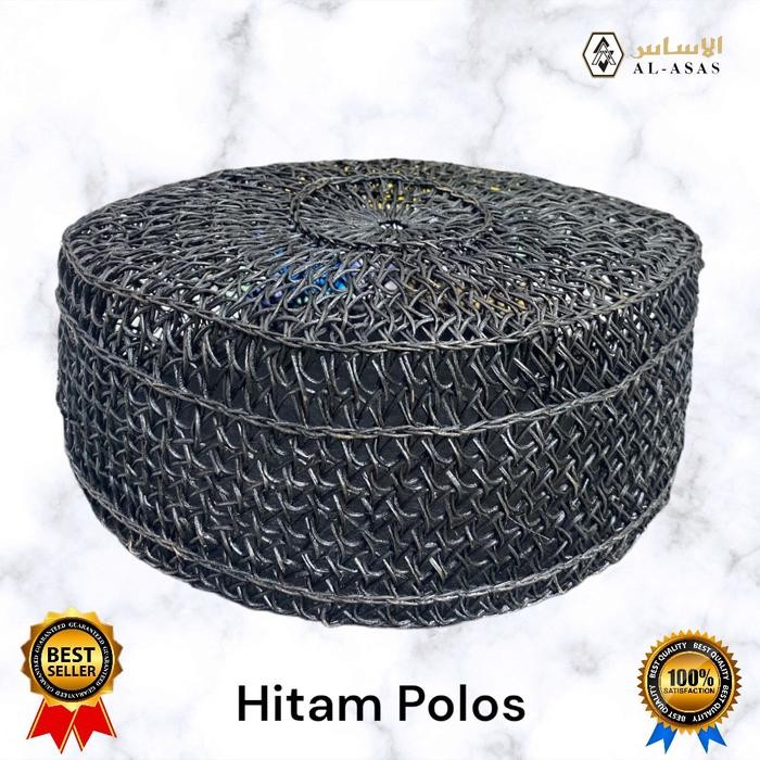 [Promo]Best Seller AL ASAS Peci Songkok Rotan | Peci Songkok Akar - Hitam Polos, 4