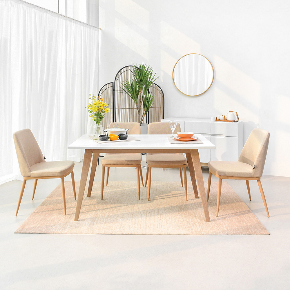 Informa Medford Kursi Makan Fabric - Krem Dining Chair Tempat Duduk Ruang Makan Kursi Kafe Restoran