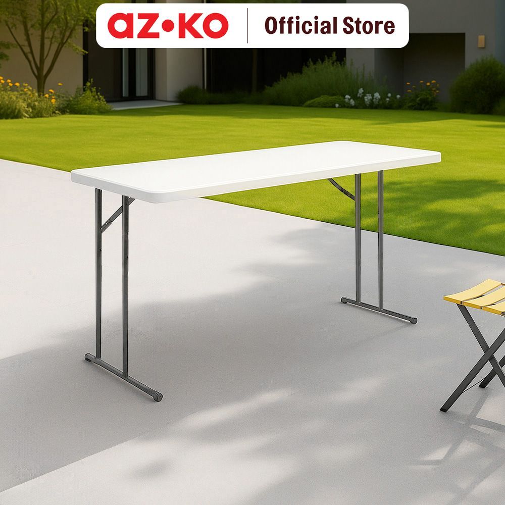 AZKO Krisbow Meja Lipat - Putih Meja Serbaguna Folding Table Multifunctional Foldable Desk Picnic Ta