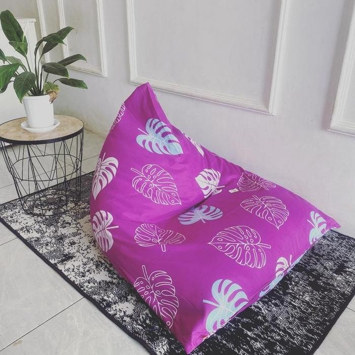 BeanBag Plus Isi Siap Pakai Size Jumbo XL / Bean Bag Jumbo Murah - Monstera Pink