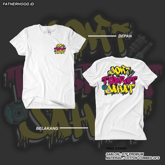(COD) KAOS JOKI TOBRUT katun combed 24s free stiker - Putih, S