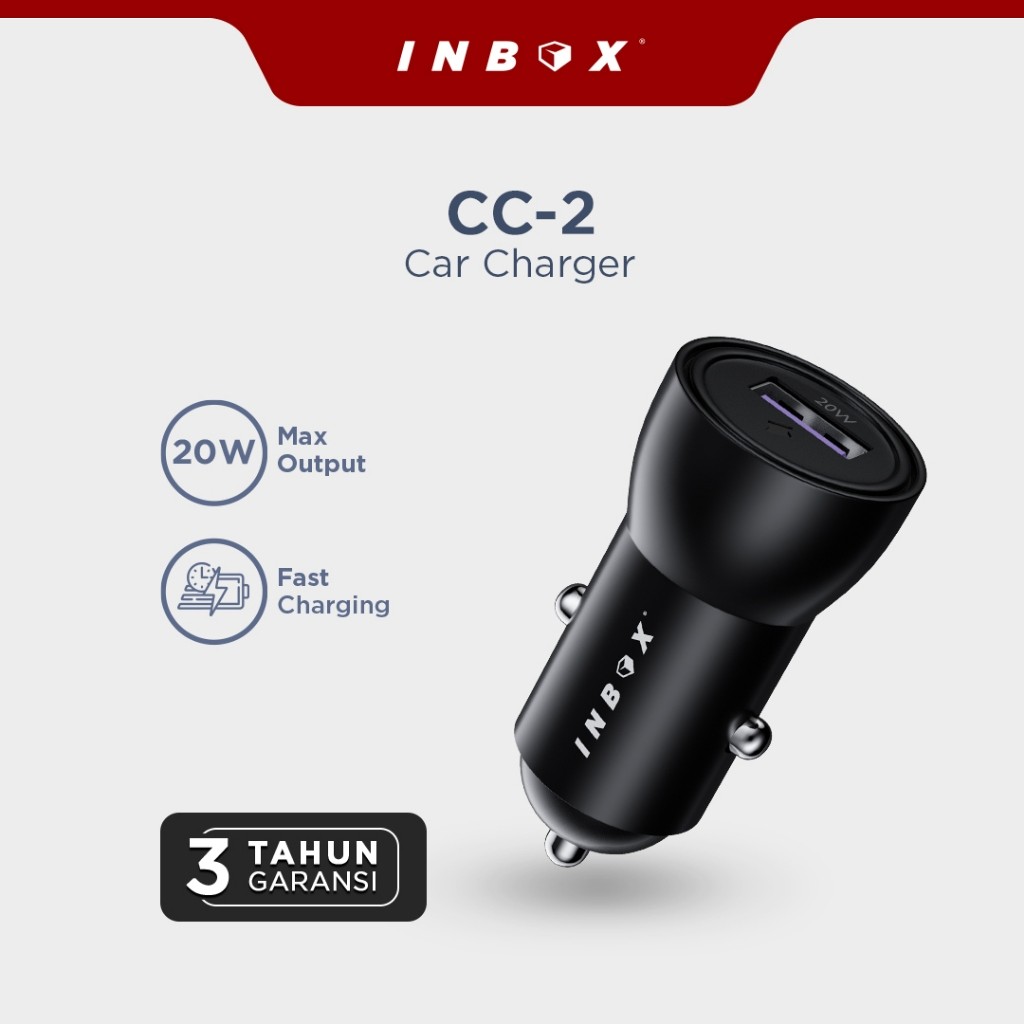 Inbox Car Charger Mobil CC-2 USB Fast Charging 20W