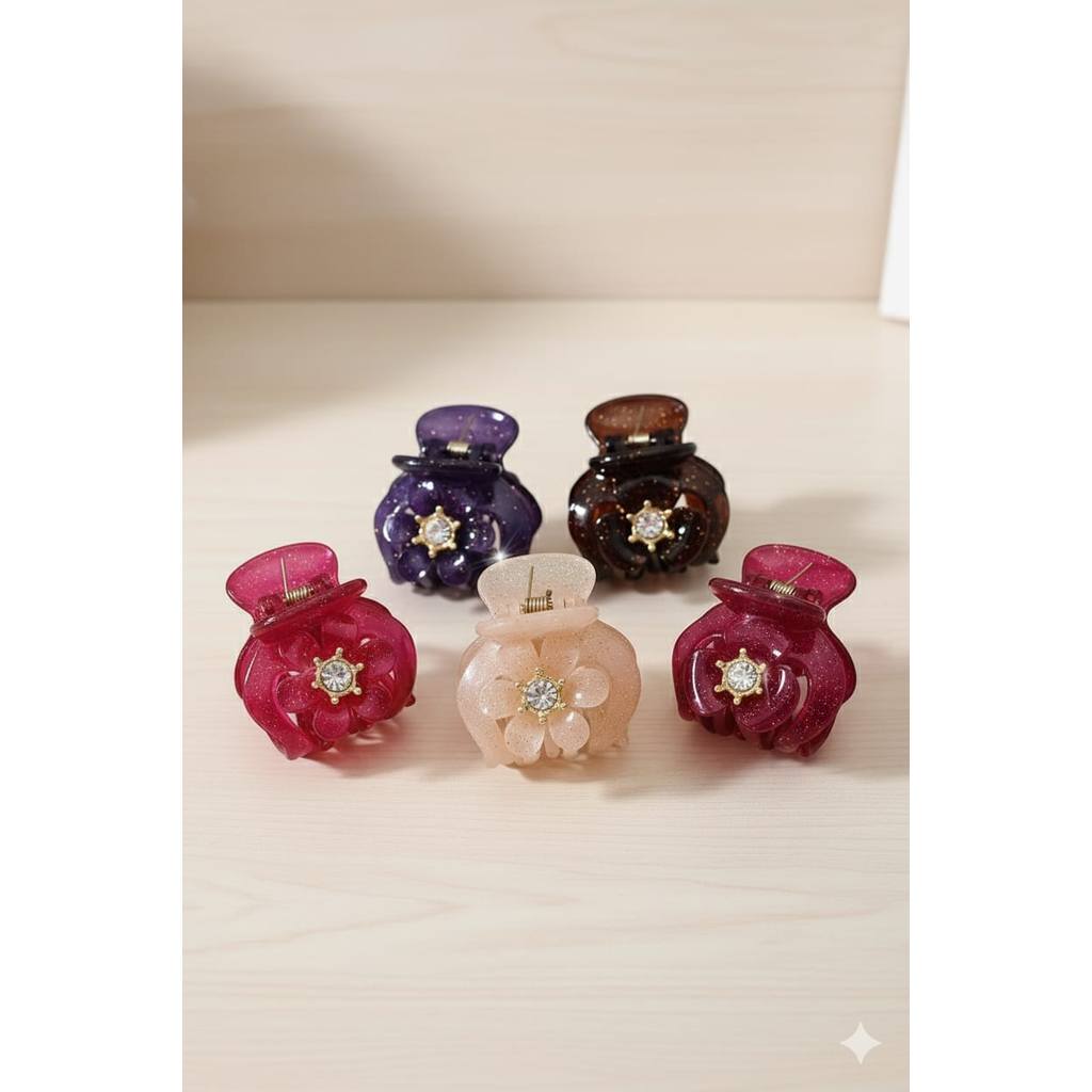 Jepit Rambut Motif Bunga Gliter Jedai Rambut