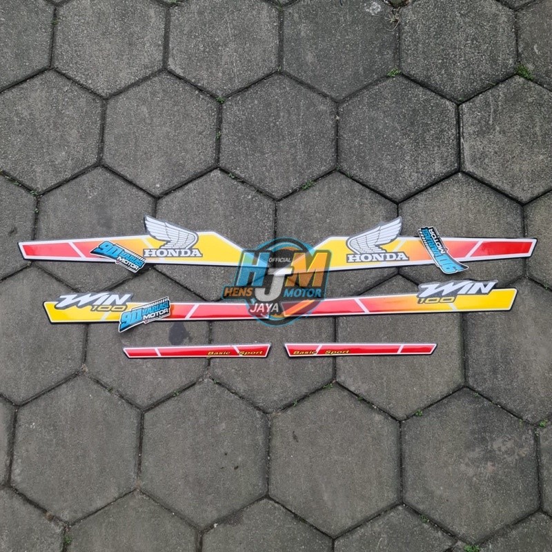 Striping Stiker List Body Win100 Variasi Custom Body Set Tangki Honda Win 100 Warna Jeruk