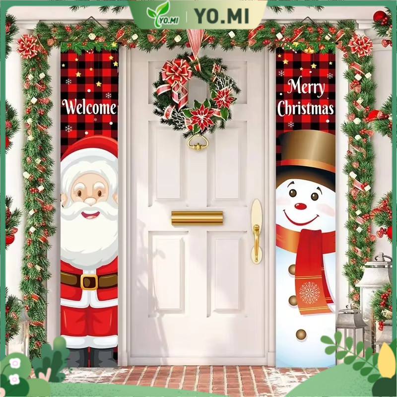 Poster pintu 2D, hiasan Natal untuk dekorasi luar ruangan, cocok untuk dekorasi pintu depan Natal.