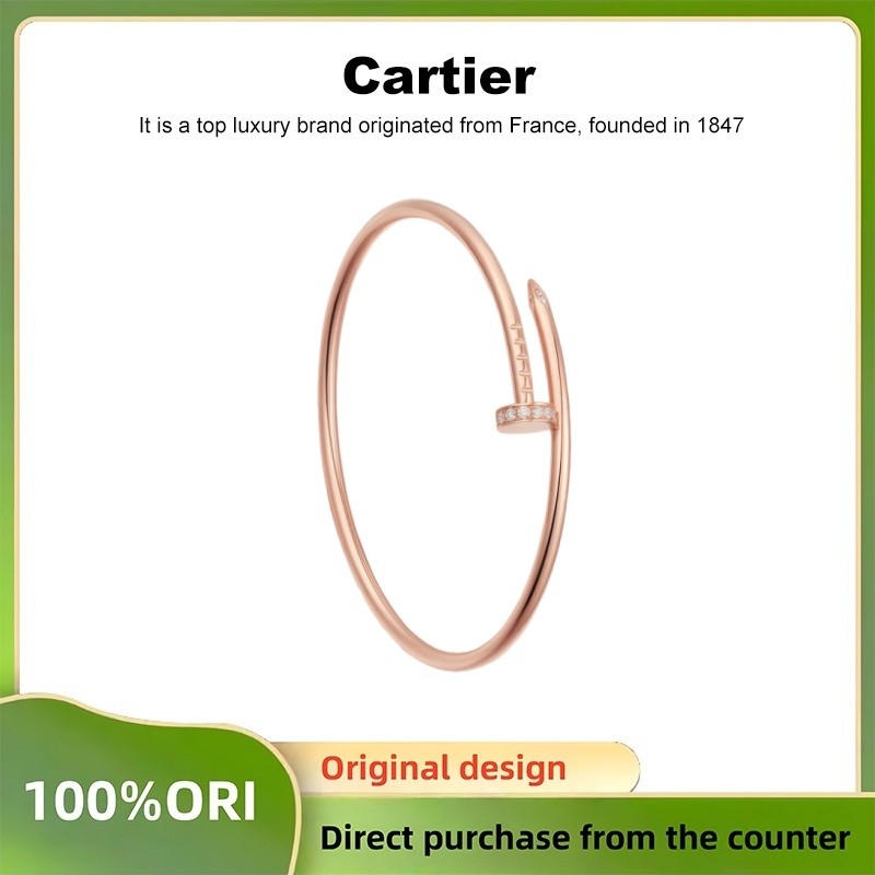 Authentic Cartier classic head and tail diamond-encrusted narrow nail bracelet, simple classic brace