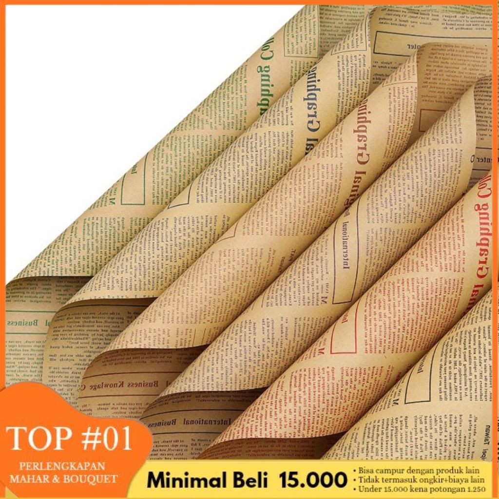 Sheeva G - WRAPING PAPER VINTAGE KERTAS BUKET MOTIF KORAN HAND BOUQUET BUNGA KERTAS KADO
