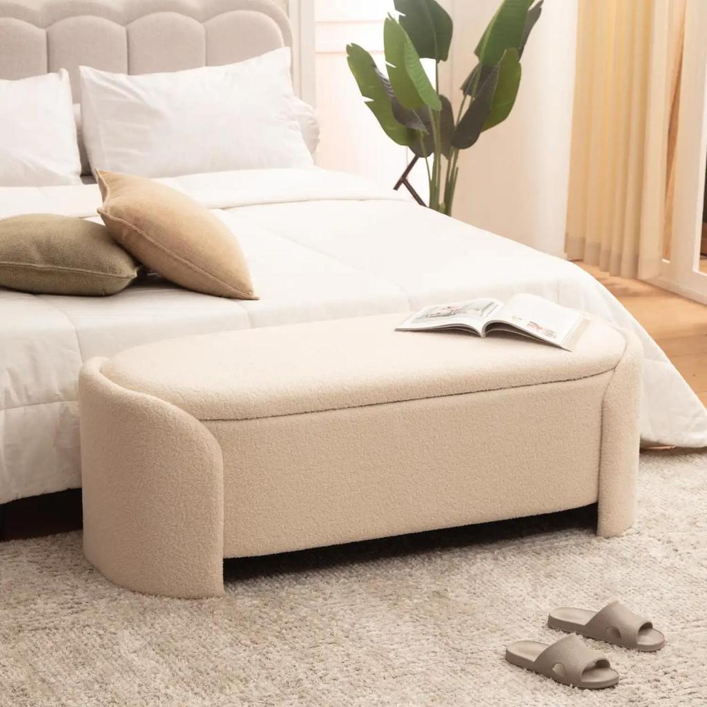 Dekoruma JITSU Bench dengan Storage Kain / Bangku Penyimpanan / Bench Storage - Ivory