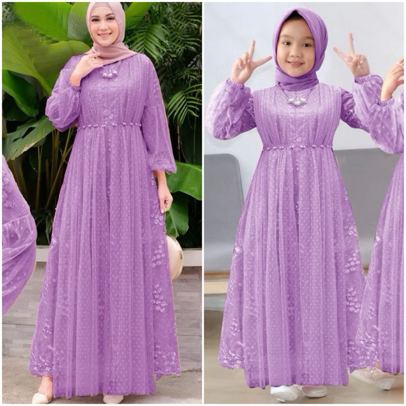[Padu Dress] Gamis Muslim Busui Sleting Depan Jumbo Warna Lilac – Abaya Turki Kekinian untuk Pesta &