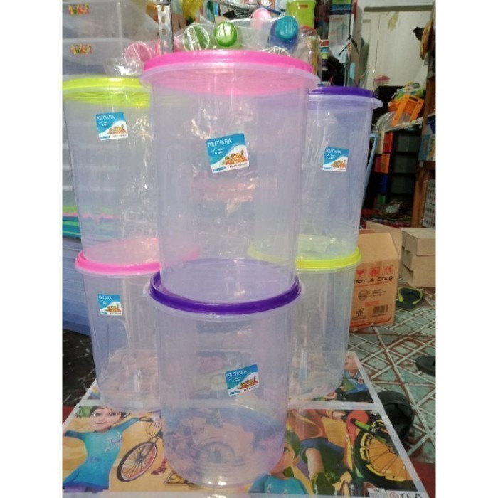 KMP Toples Kerupuk Bahan Plastik Ukuran 4 Liter / Toples Bulat Bening KMP 4 Liter / Toples makanan B