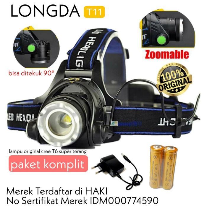 [DONY SPORT] Senter Kepala Head Lamp LED CREE XML T6 HD LD T11 Rechargeable baterai headlamp Lampu C