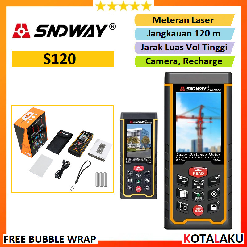 Sndway SW S120 Meteran Laser 120 m Warna Alat Ukur Jarak Digital