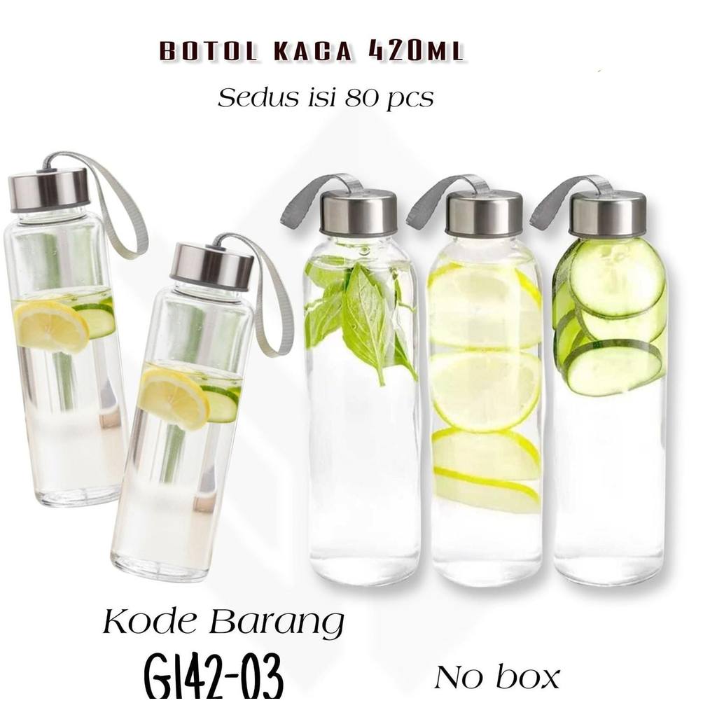 BOTOL MINUM KACA BENING / BOTOL SOUVENIR KACA BENING 420ML