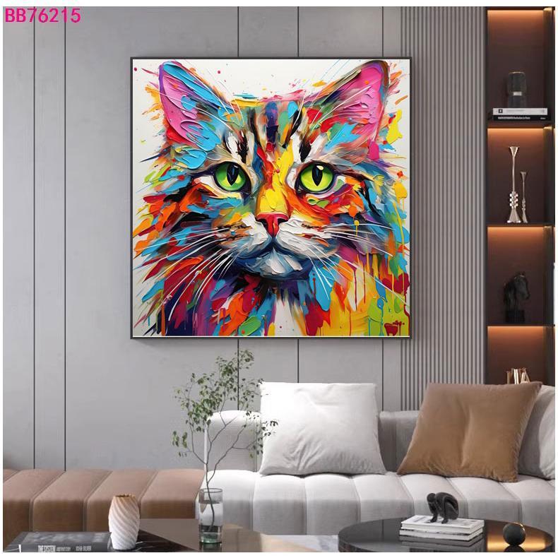 WALLPAPER DINDING, Wallpaper/Lukisan berperekat, Lukisan Kanvas Kucing Pop Art, stiker dinding latar