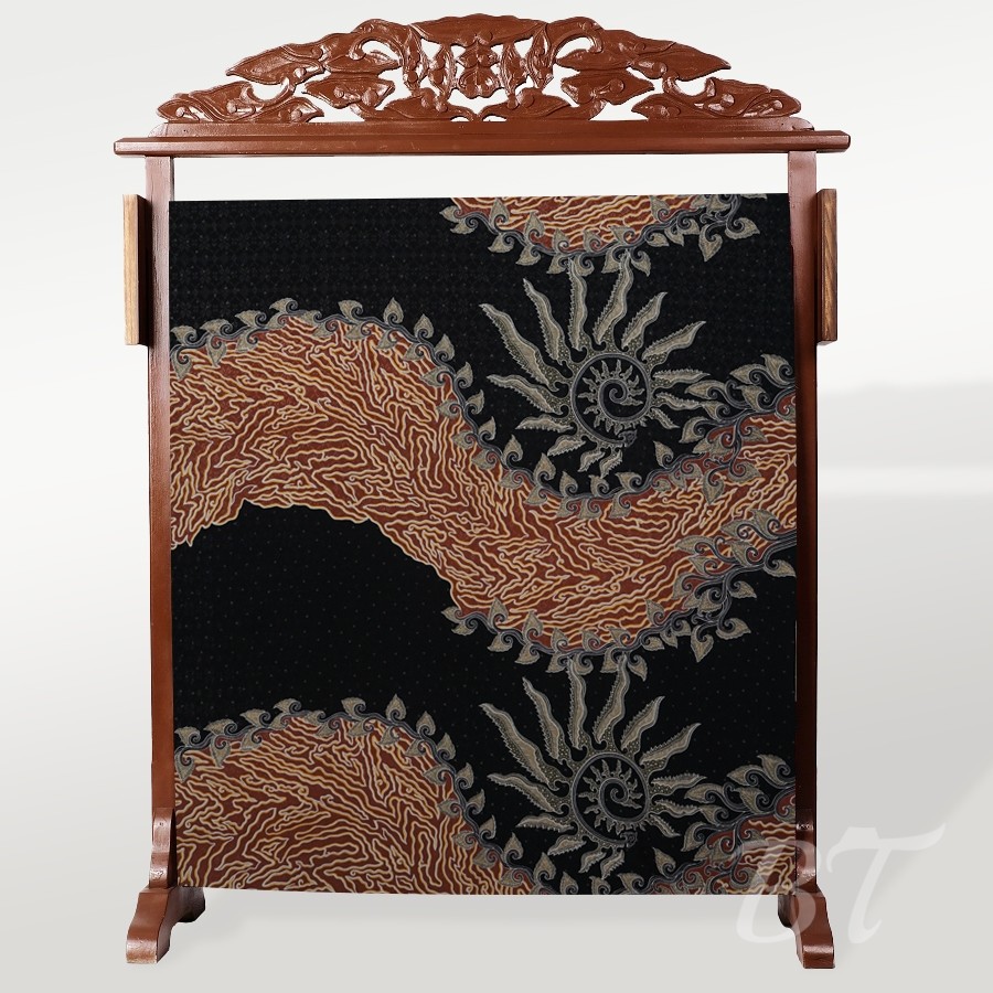 BATIK TRUSMI Bahan Kain Batik Meteran Motif Dobi 8509 D Warna Hitam MKR Cocok Untuk Seragaman