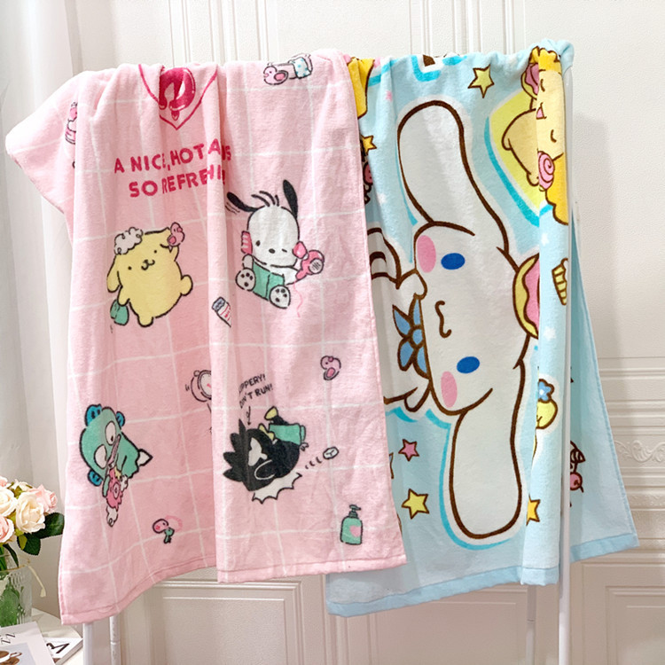 Kuromi Cinnamoroll Cartoon Bath Towel Absorbent Microfiber Bath Towel Children's Bath Towel Beach La