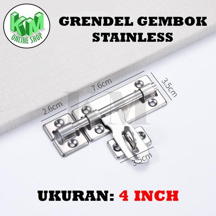 Grendel Gembok Pintu / Kunci Slot Pintu Stainless uk 4 inch,6 inch dan 8 inch