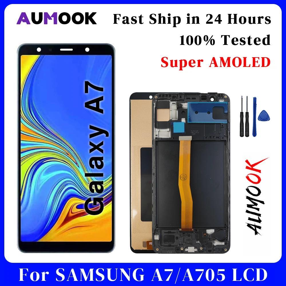 A7 2018 Super AMOLED for SAMSUNG A750 LCD splay gital Tou Screen Assembly for Samsung A7 2018 LCD