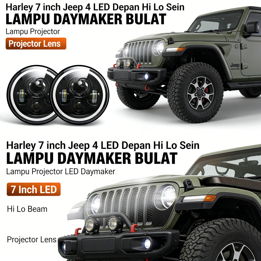 Lampu Utama Projie Plus 7 Inch LED Projie Daymaker Putih Kuning Lampu LED Kuning Lampu Daymaker Proj