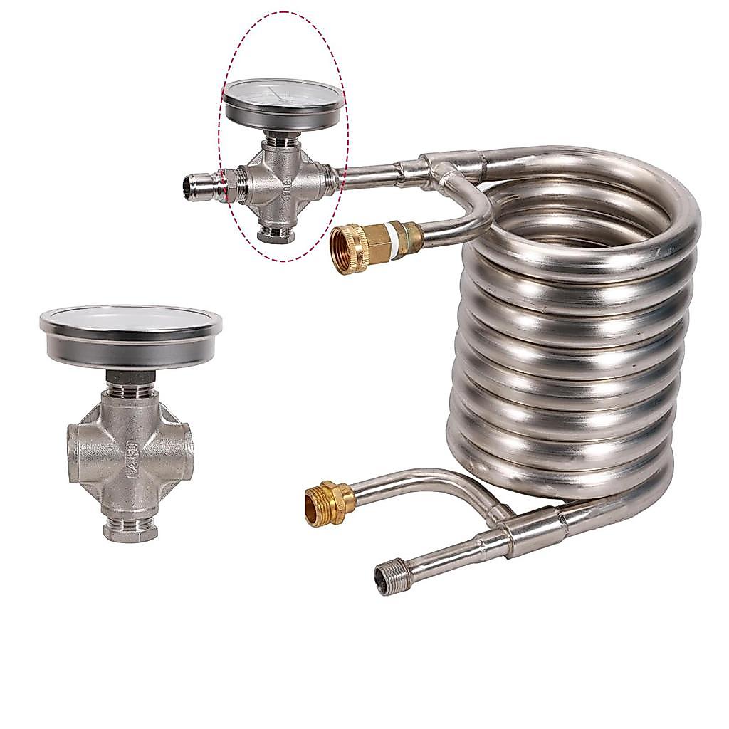 Stainless Inline Thermometer Homebrew 3"Dial Thermometer Face Direct Contact With Wort Counterflow C