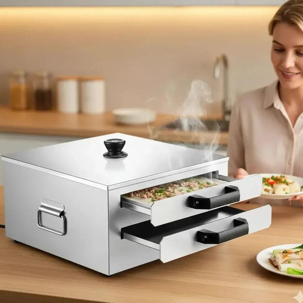 New Household Rice Roll Machine Small DrawerType Tray Steamer for MiniScale Home Rice Noodle Rolls