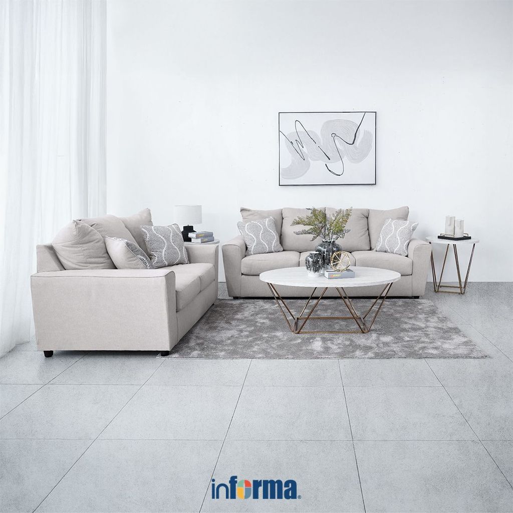 Informa Ashley Stairatt-2 Set Sofa Fabric 2 & 3 Seater - Cokelat Muda Sofa Ruang Tamu Sofa Minimalis