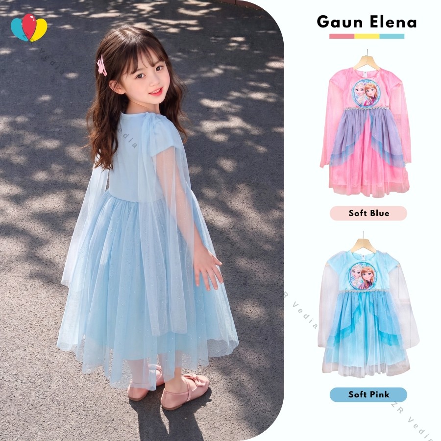 Gaun Elena uk 3-12 Tahun / Gaun Pesta Anak Perempuan Dress Tutu Tile Elegant Mewah Dres Ulang Tahun 