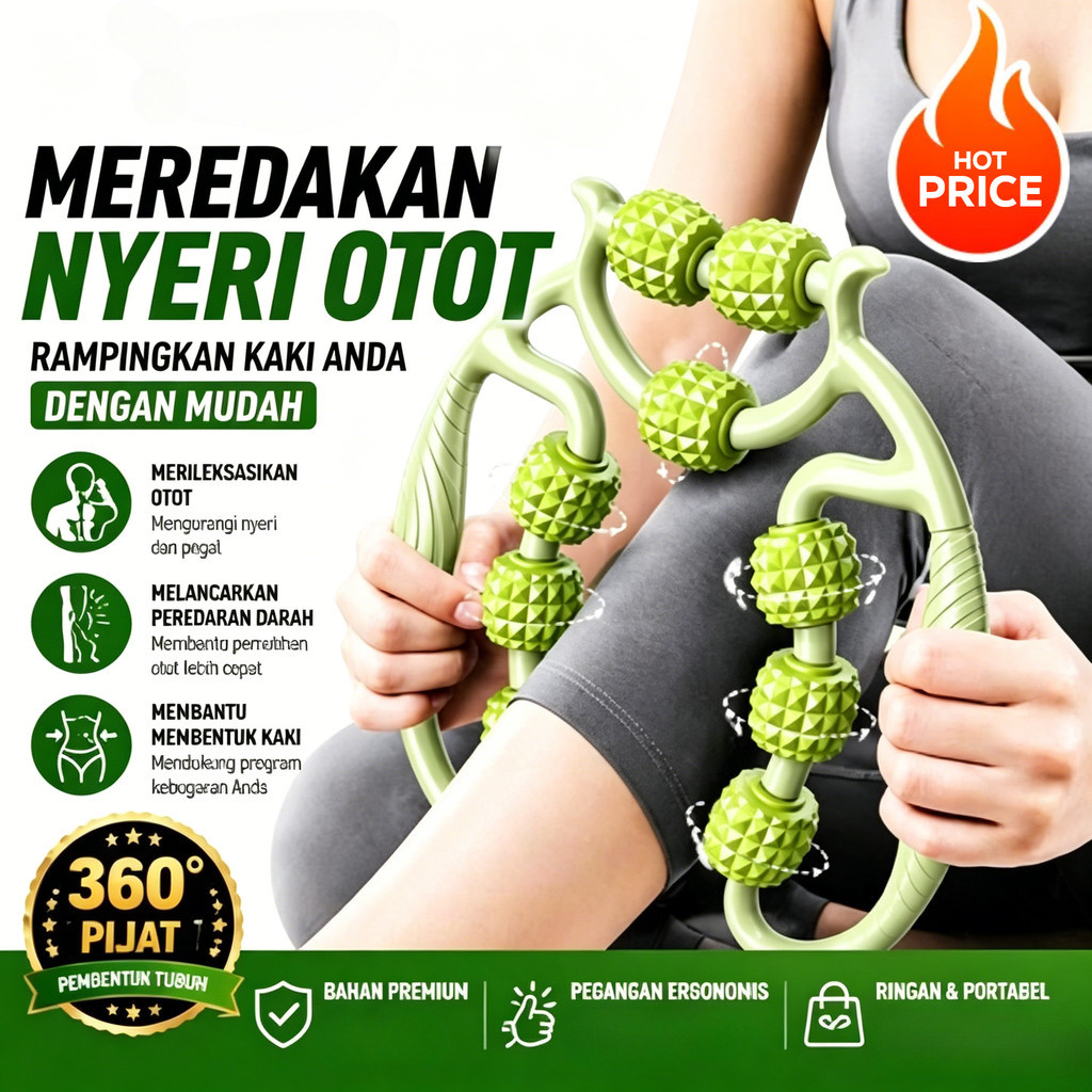 9 putaran Alat pijat betis, alat pijat kaki, roller, pelemas otot betis, roller pijat, alat pijat ka