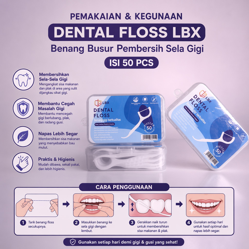 Dental floss benang Busur tusuk gigi pembersih sela gigi LBX isi 50