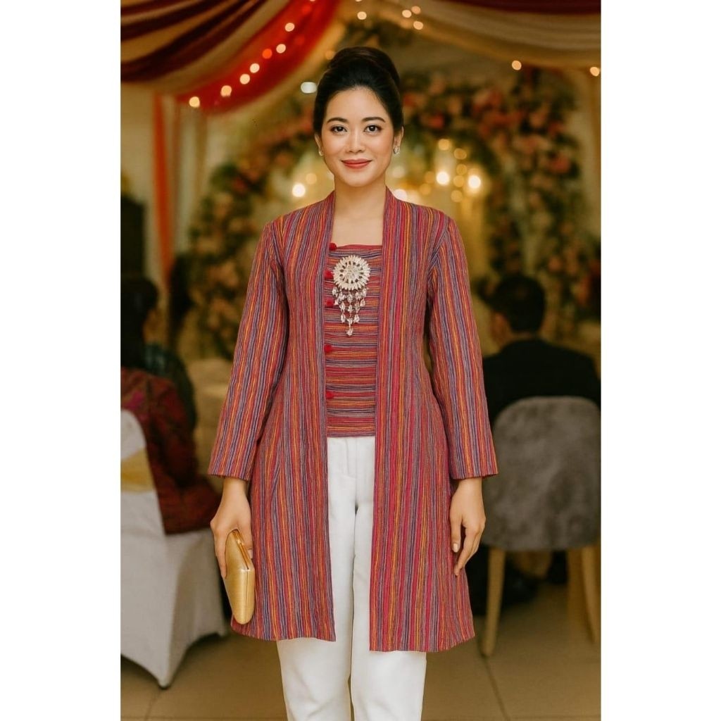 batik nusantara Kebaya Tenun Kebaya Lurik Atasan Wanita Blouse Kebaya Tunik Kebaya Kutubaru Tenun Lu