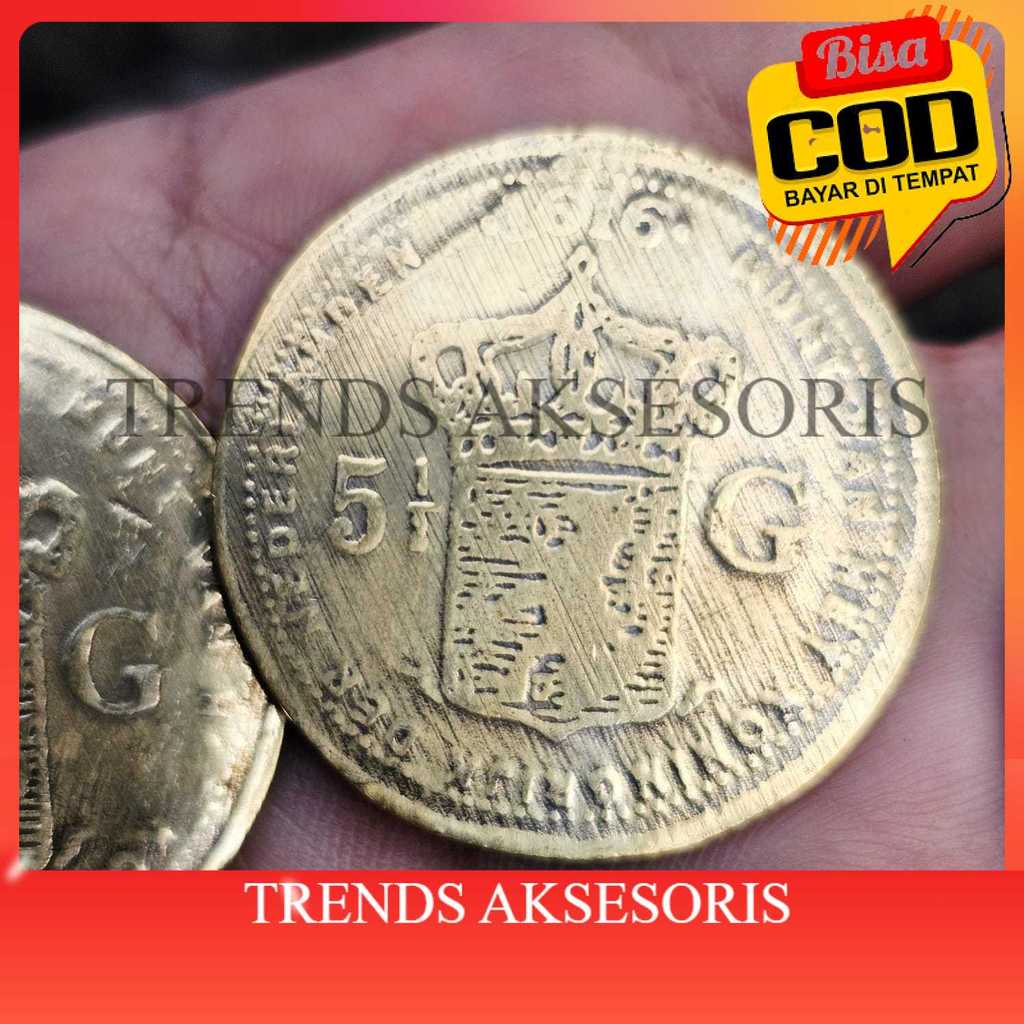 [TRENDS COD]. Koin Kuno Warna Emas Model Mata Uang Kuno / Koin 5 Gulden VOC Belanda Netherland / Ned