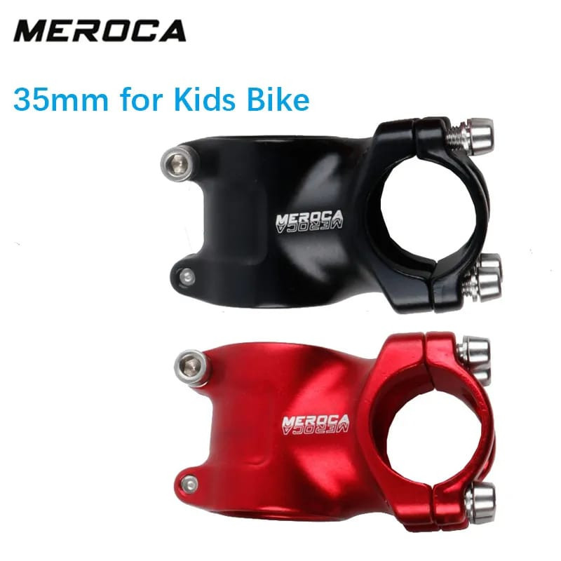 Foto Meroca Stem pendek 35mm clamp handlebar 25.4 fork OS 28.6 mm sepeda anak Pushbike Balance bike Alloy